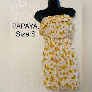 White dress with sunflower design